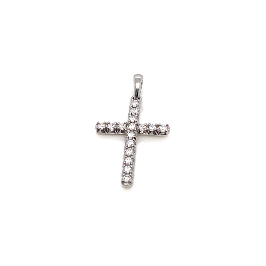 Natural Diamond Platinum Cross Pendant