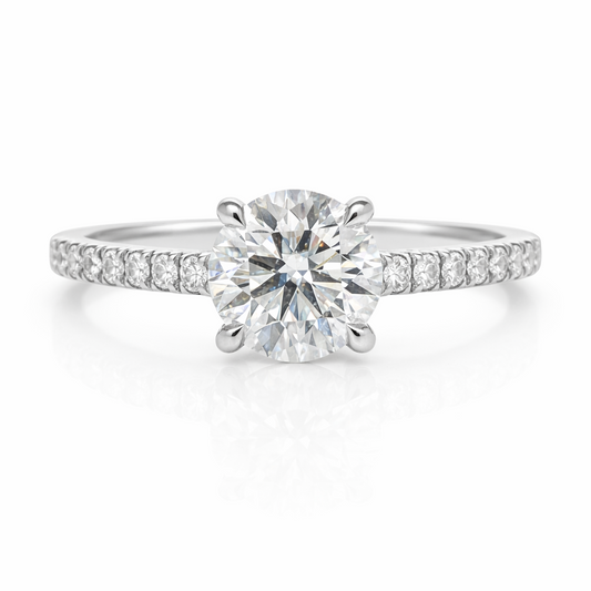 Solitaire Stone Engagement Ring Mount with Diamond Set Shoulders