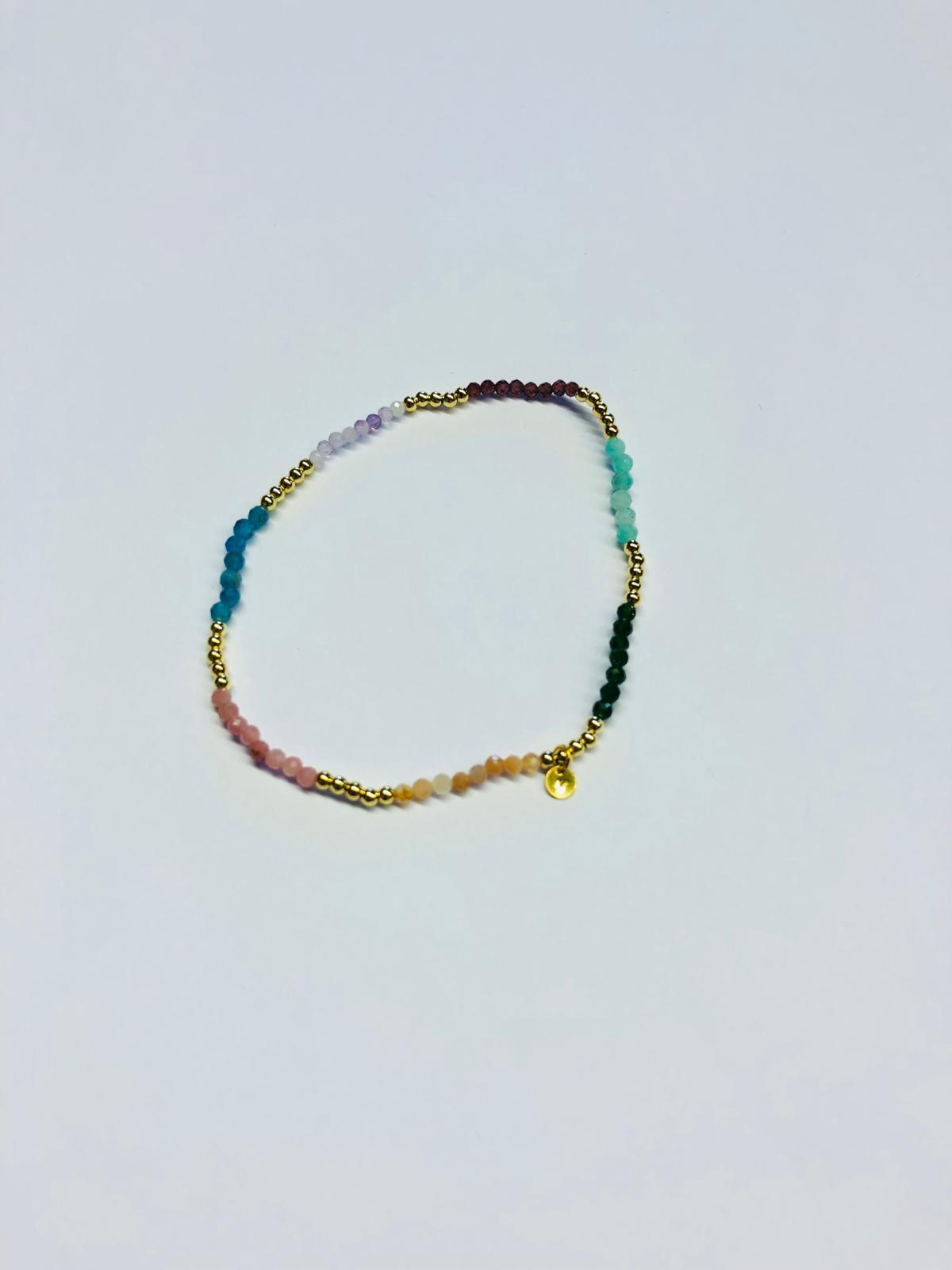 Rainbow Quartz & Gold Plated Sterling Silver Beaded Stacking Bracelet