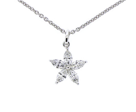 18ct White Gold Marquise Diamond Pendant 0.31ct