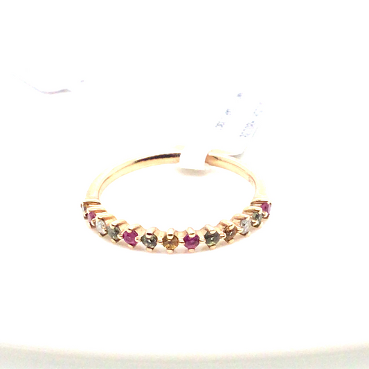 9ct Yellow Gold Multi Sapphire and Diamond Eternity Ring