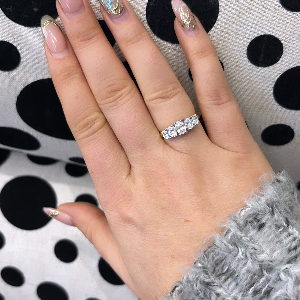 Five Stone Oval Diamond Claw Set Engagement Ring