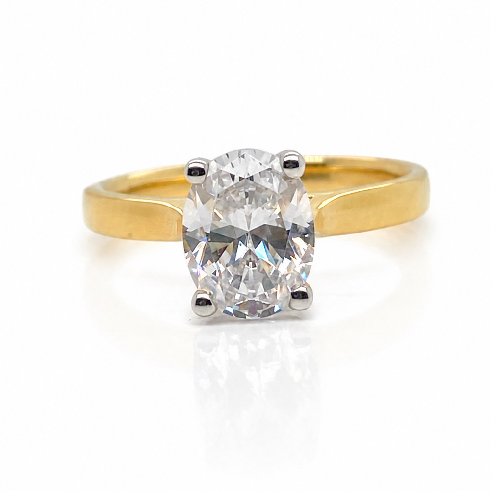 Oval White Diamond Solitare Diamond Engagement Ring