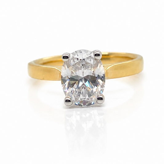 Oval White Diamond Solitare Diamond Engagement Ring