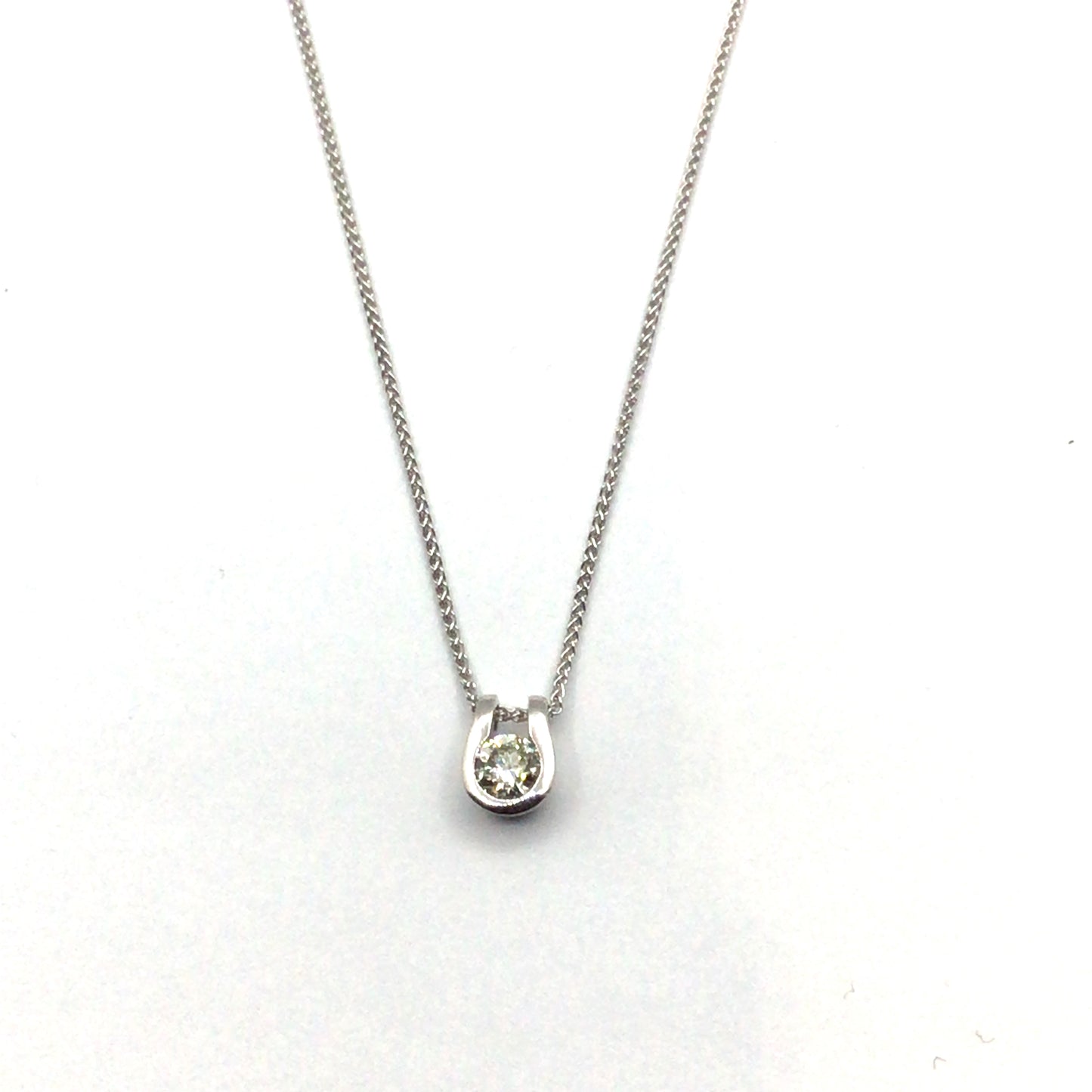 18ct White Gold U Shaped Diamond Necklace