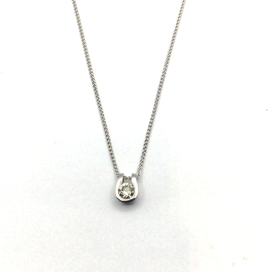 18ct White Gold U Shaped Diamond Necklace
