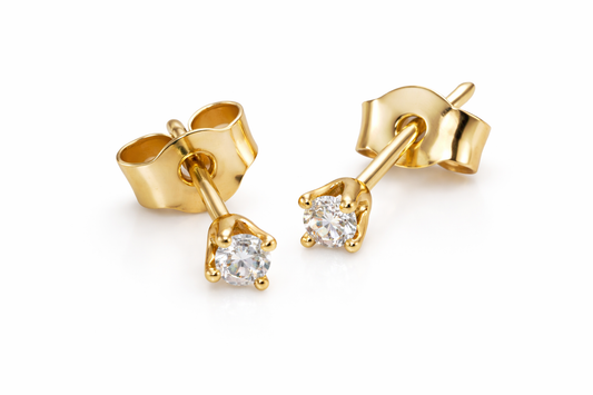9ct Yellow Gold Natural Diamond Stud Earrings