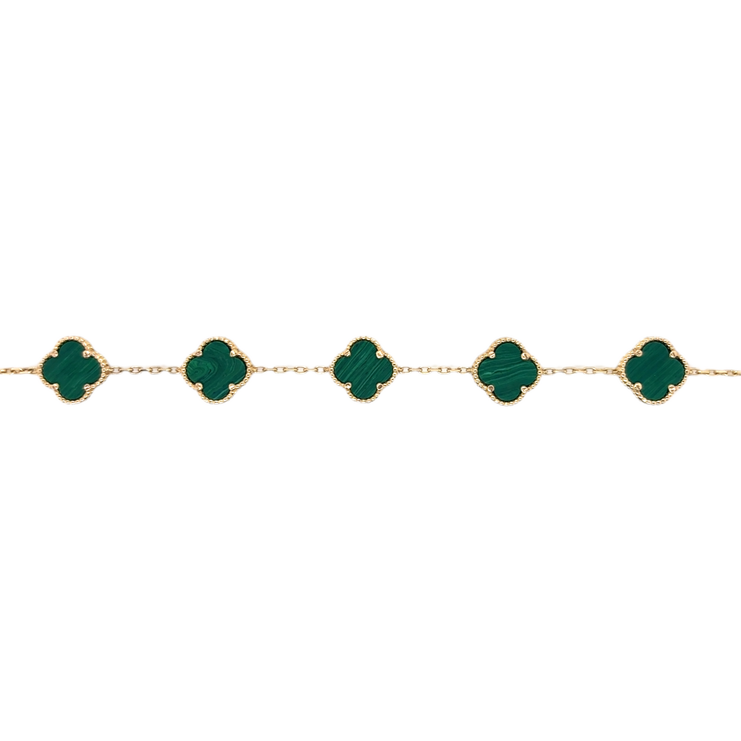 925 Gold plated malachite 5 clover bracelet