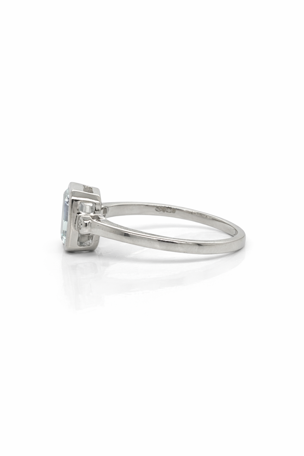Emerald Cut Aquamarine and Diamond Ring in 9ct White Gold