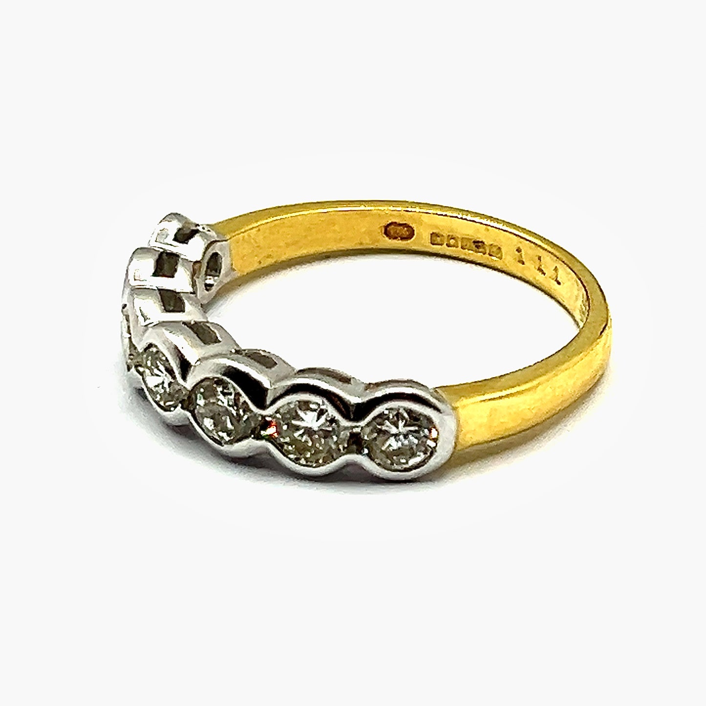 7-Stone Diamond Scallop Set Eternity Band in 18ct White and Yellow Gold