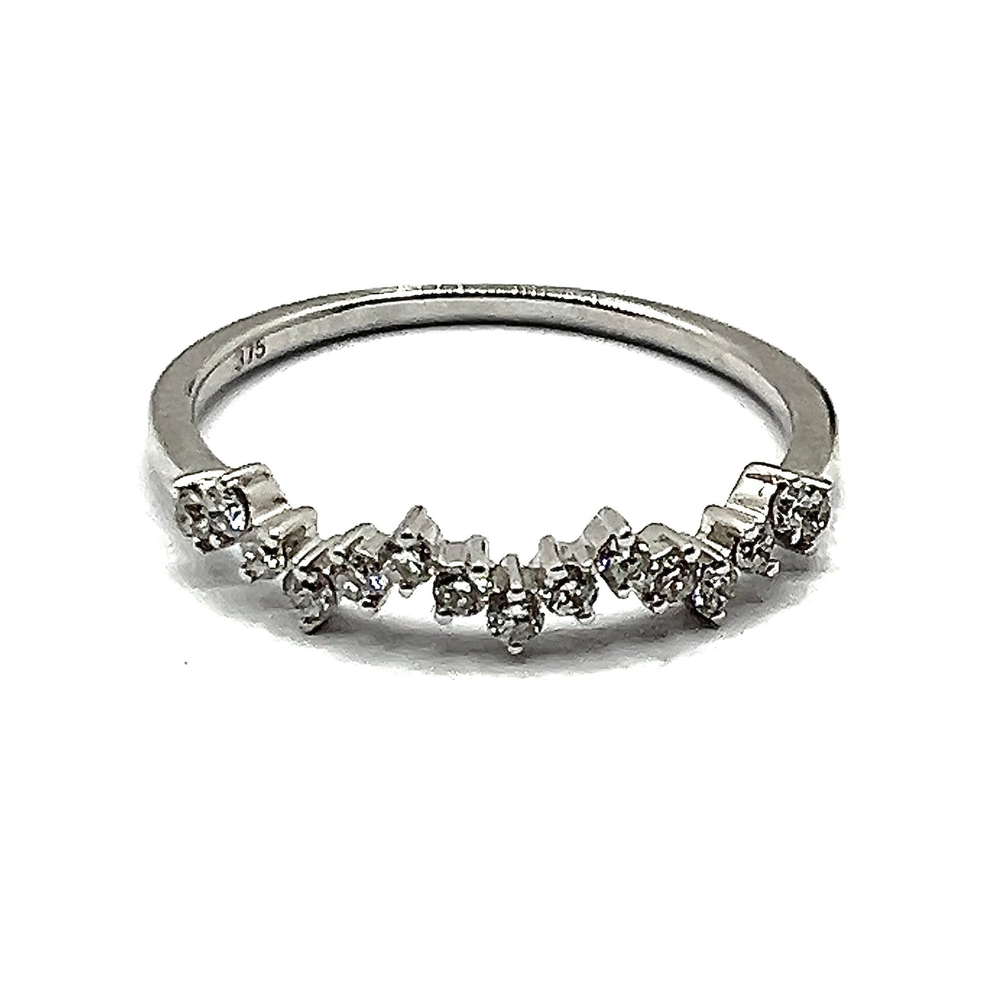 Dainty Zig Zag Diamond Eternity Band in 9ct White Gold