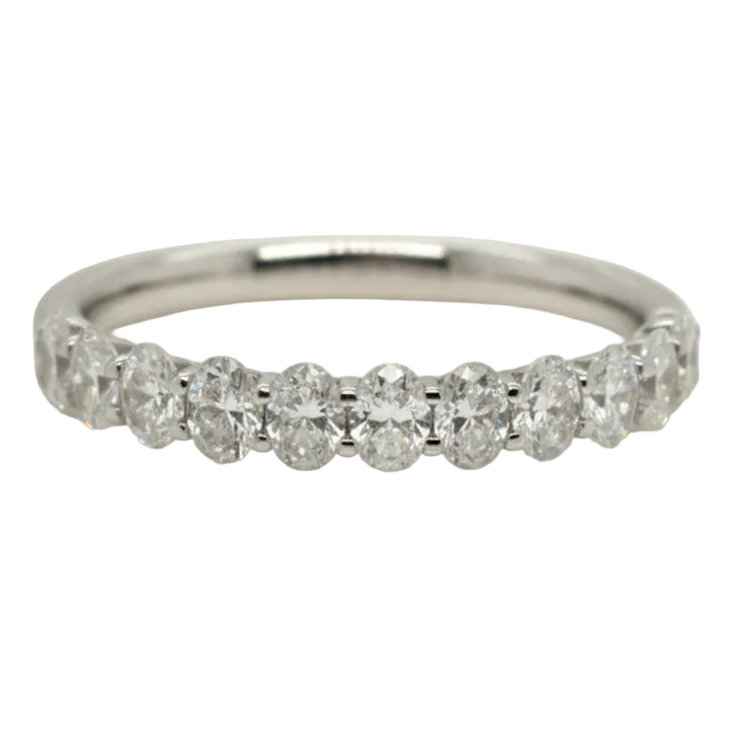 Platinum Oval Cut Half Eternity Platinum Claw Set Ring