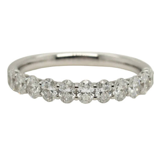 Platinum Oval Cut Half Eternity Platinum Claw Set Ring