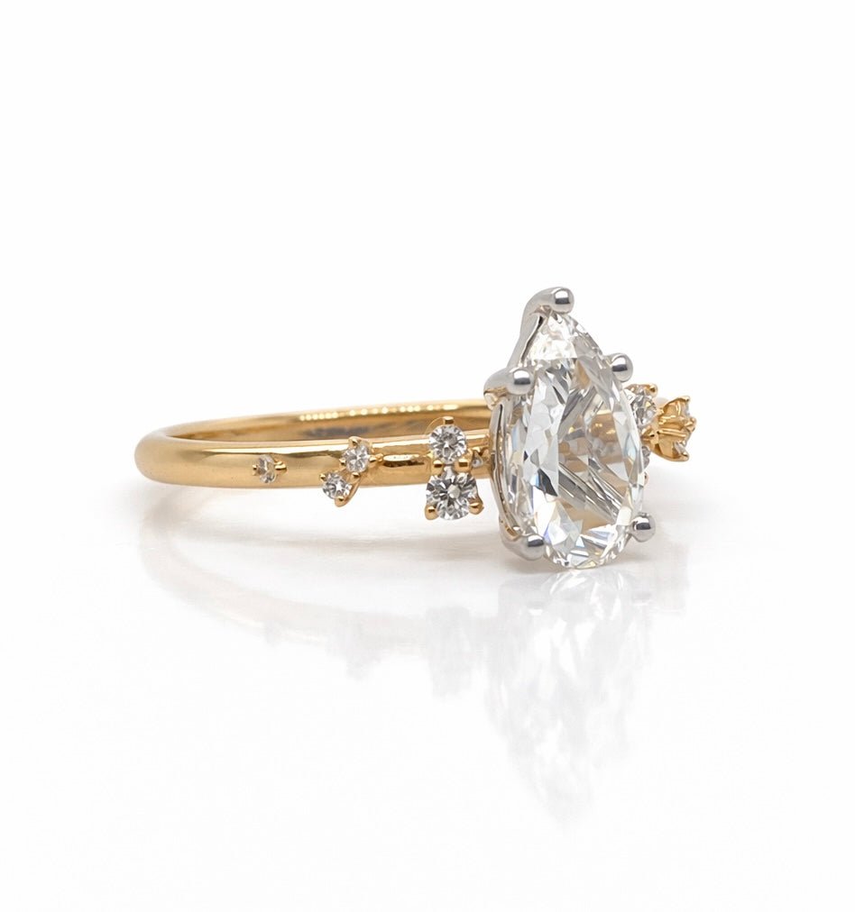 Monroe's "Flowing Nature" Rose Cut Pear Diamond Engagement Ring