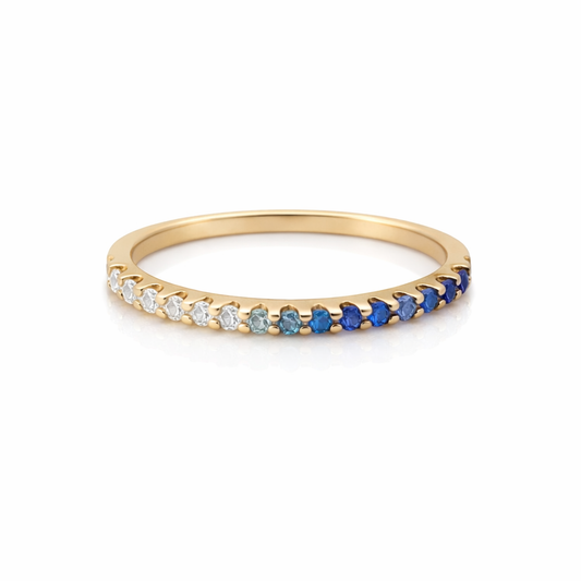 Ombré Multi Tone Blue Sapphire and Diamond Eternity Ring