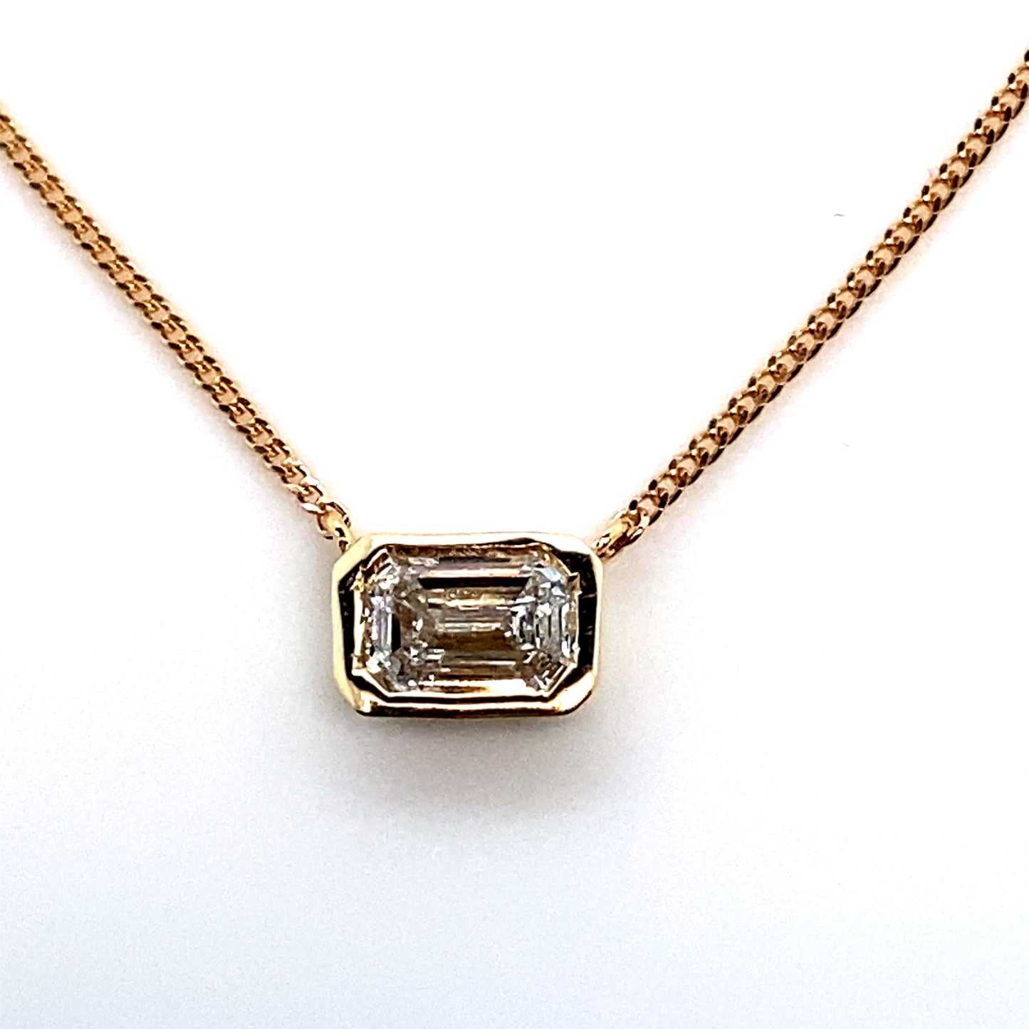 9ct Yellow Gold Emerald Cut  0.30cts Diamond Neckalce