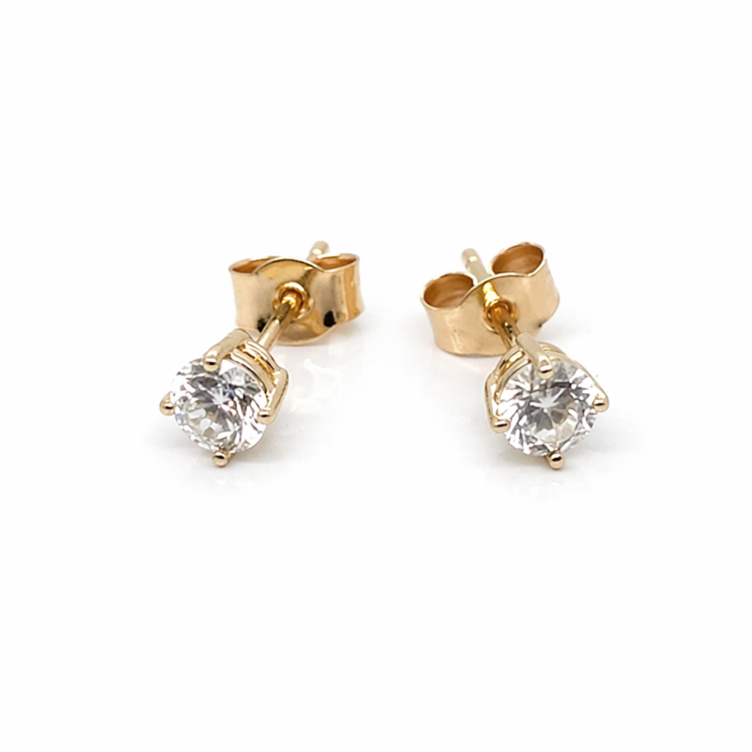 4mm Diamond Stud Earrings In 9ct Yellow Gold
