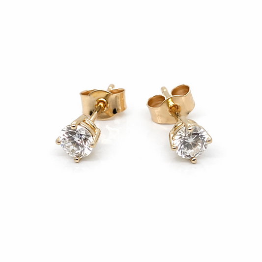 4mm Diamond Stud Earrings In 9ct Yellow Gold