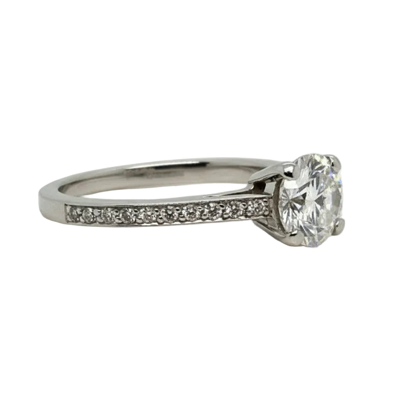 BOODLES Platinum Solitaire Pave Set Diamond Ring