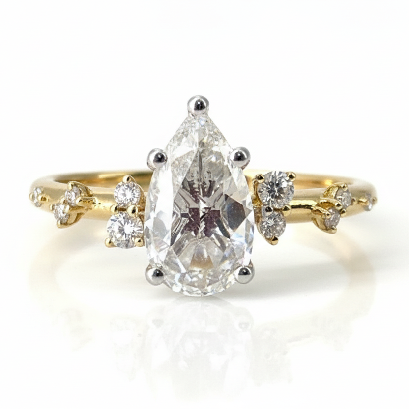 Monroe's "Flowing Nature" Rose Cut Pear Diamond Engagement Ring