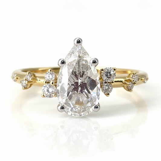 Monroe's "Flowing Nature" Rose Cut Pear Diamond Engagement Ring