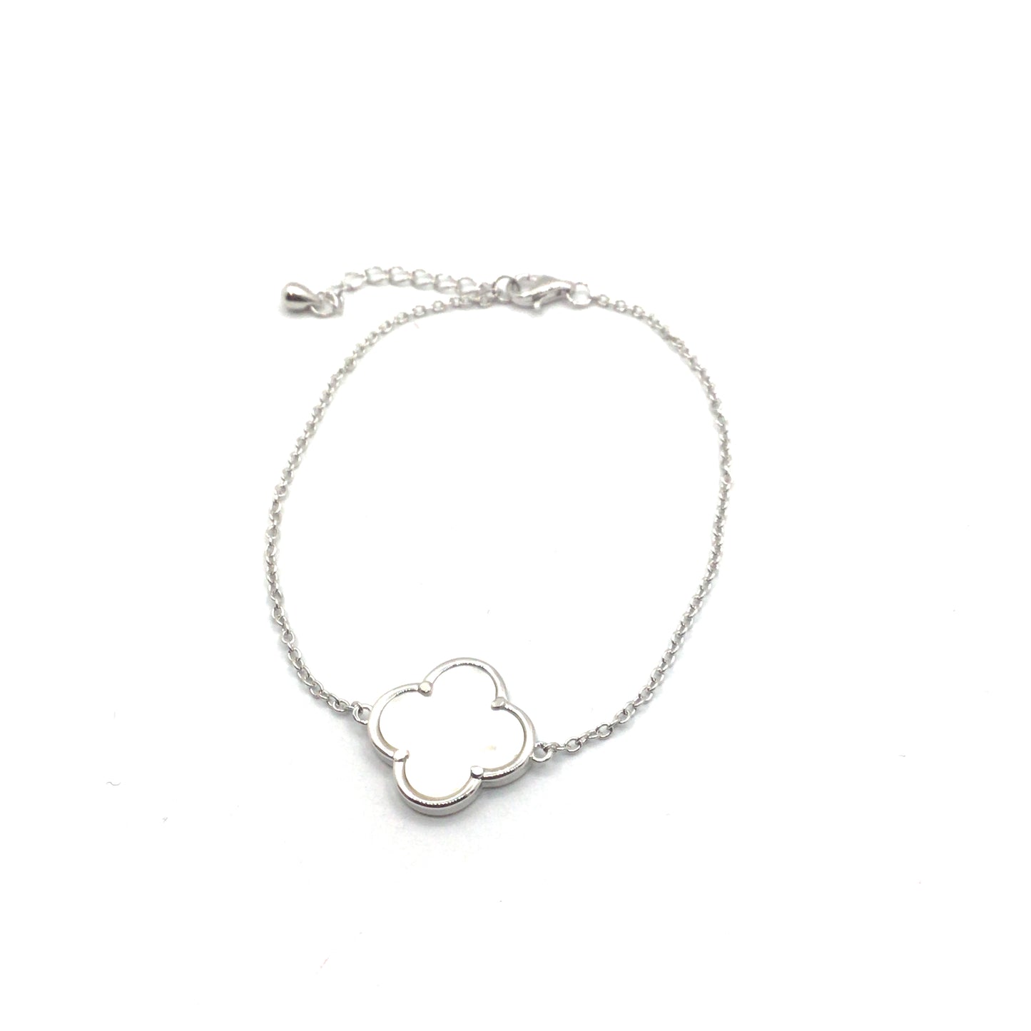 Sterling Silver, Non-Tarnish Mother of Pearl Clover Bracelet