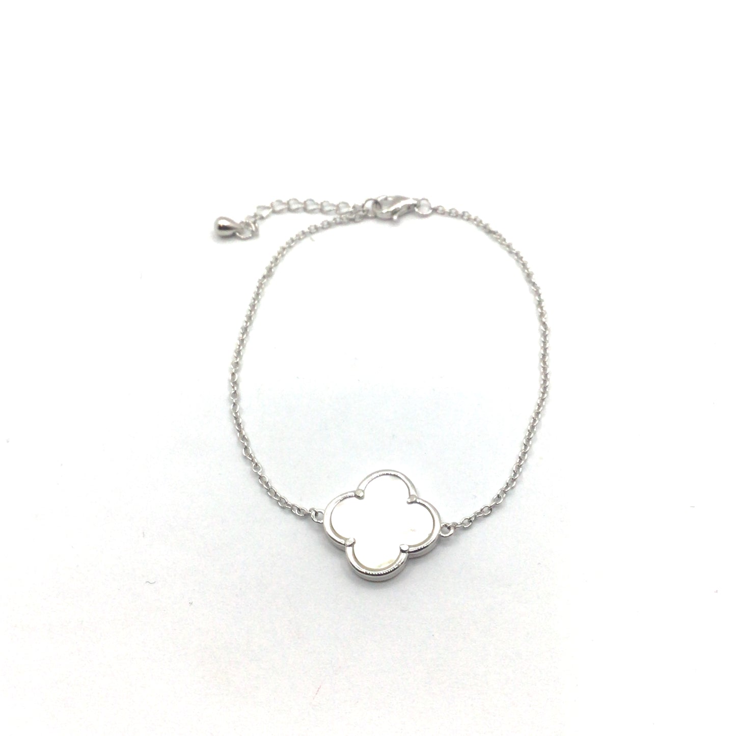 Sterling Silver, Non-Tarnish Mother of Pearl Clover Bracelet