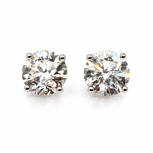 3.00ct Natural Diamond Round Brilliant Cut Earrings in White Gold