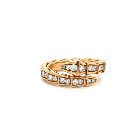 Bvlgari Serpenti Viper Ring Full Pavé Set in 18ct Rose Gold