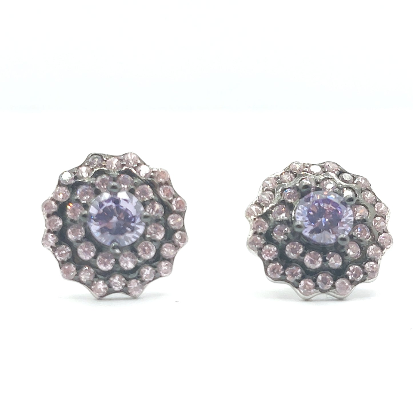 925 Amethyst Cubic Zirconia Stud Earrings