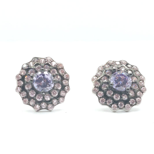 925 Amethyst Cubic Zirconia Stud Earrings