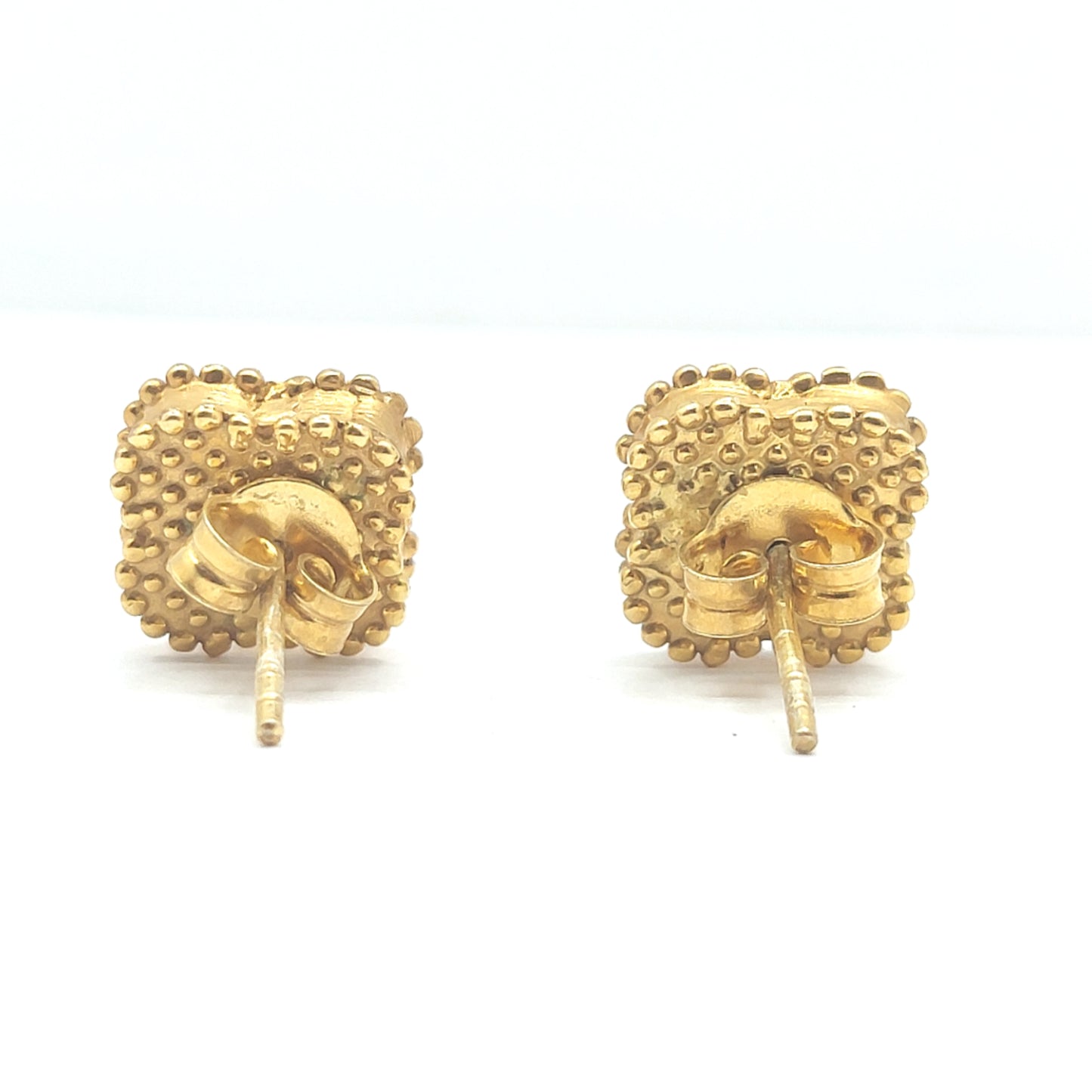 925 yellow gold malachite clover stud earrings