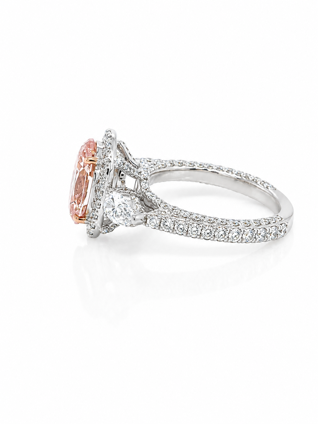 Fancy Pink Halo Diamond Ring