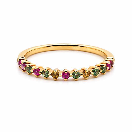 9ct Yellow Gold Multi Sapphire and Diamond Eternity Ring