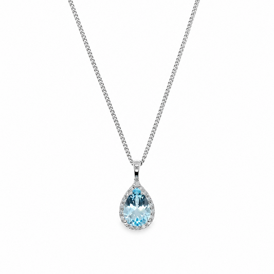 Sky blue Topaz cluster necklace