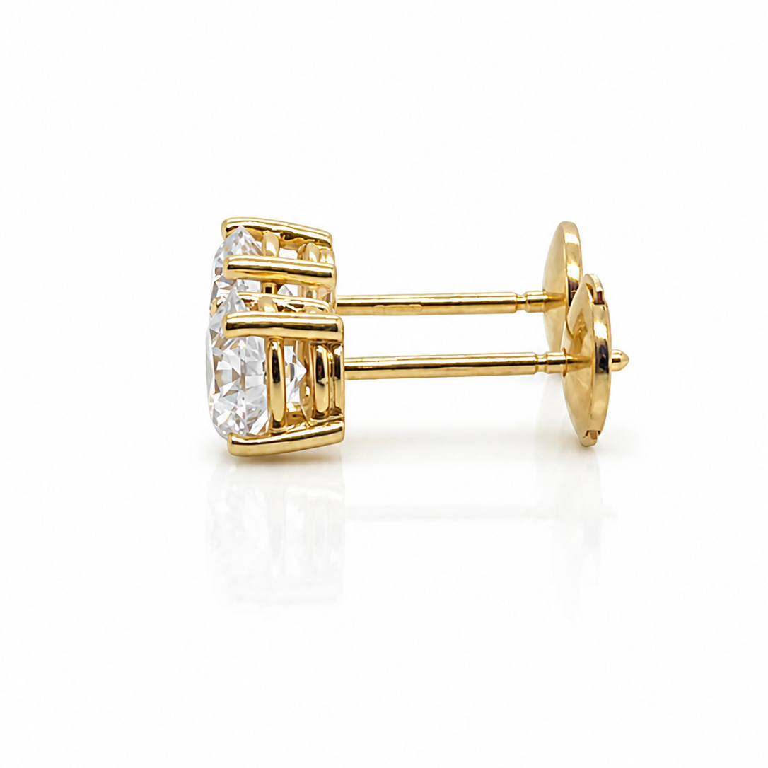 Diamond earring studs in 9ct yellow gold 2.06cts
