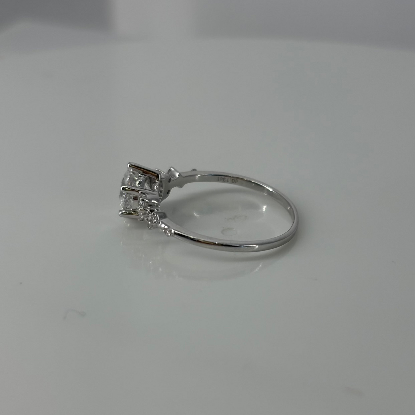 Flowing Nature Round Brilliant Cut Diamond White Gold Engagement Ring