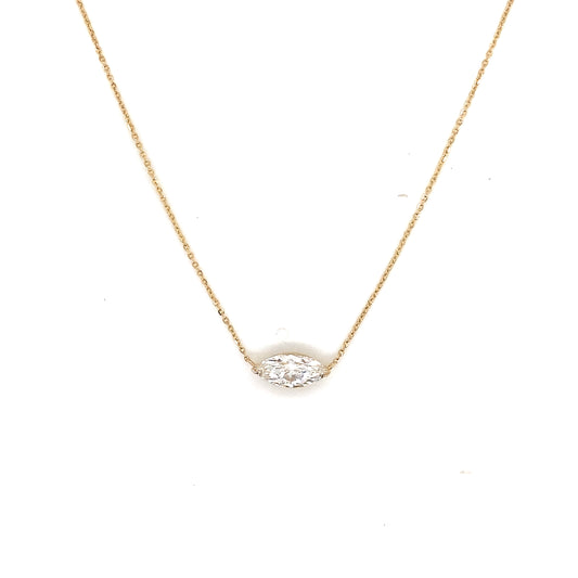Marquise Cut Diamond Solitaire Pendant Necklace in 14ct Yellow Gold