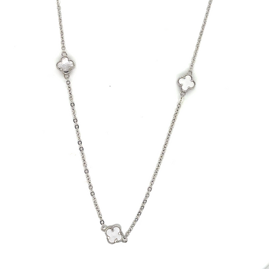 925 silver mother of pearl clover necklace