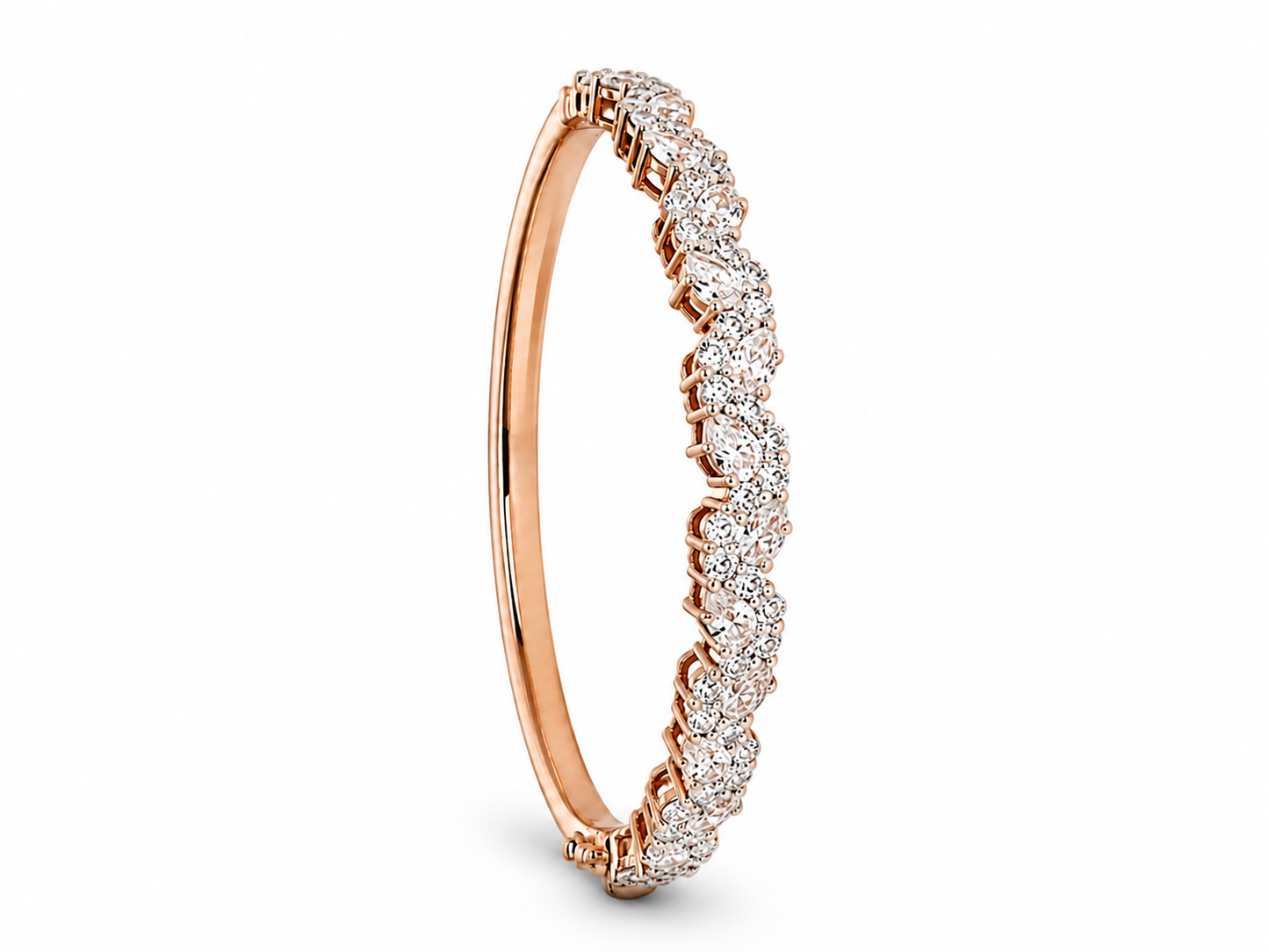 Rose Gold Multi Cut Diamond Bangle
