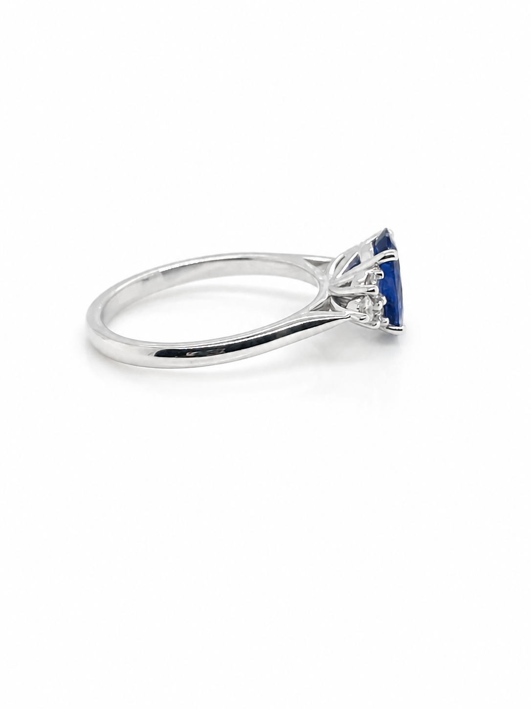 Sapphire and Diamond Trefoil Ring in 9ct white gold