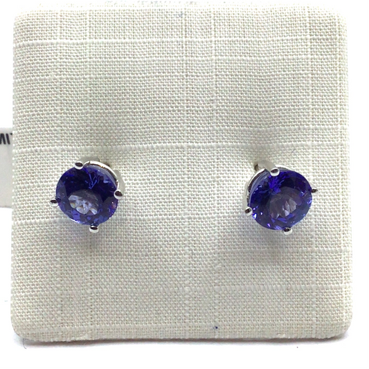 18ct White gold studs with 2.49ct tanzanites