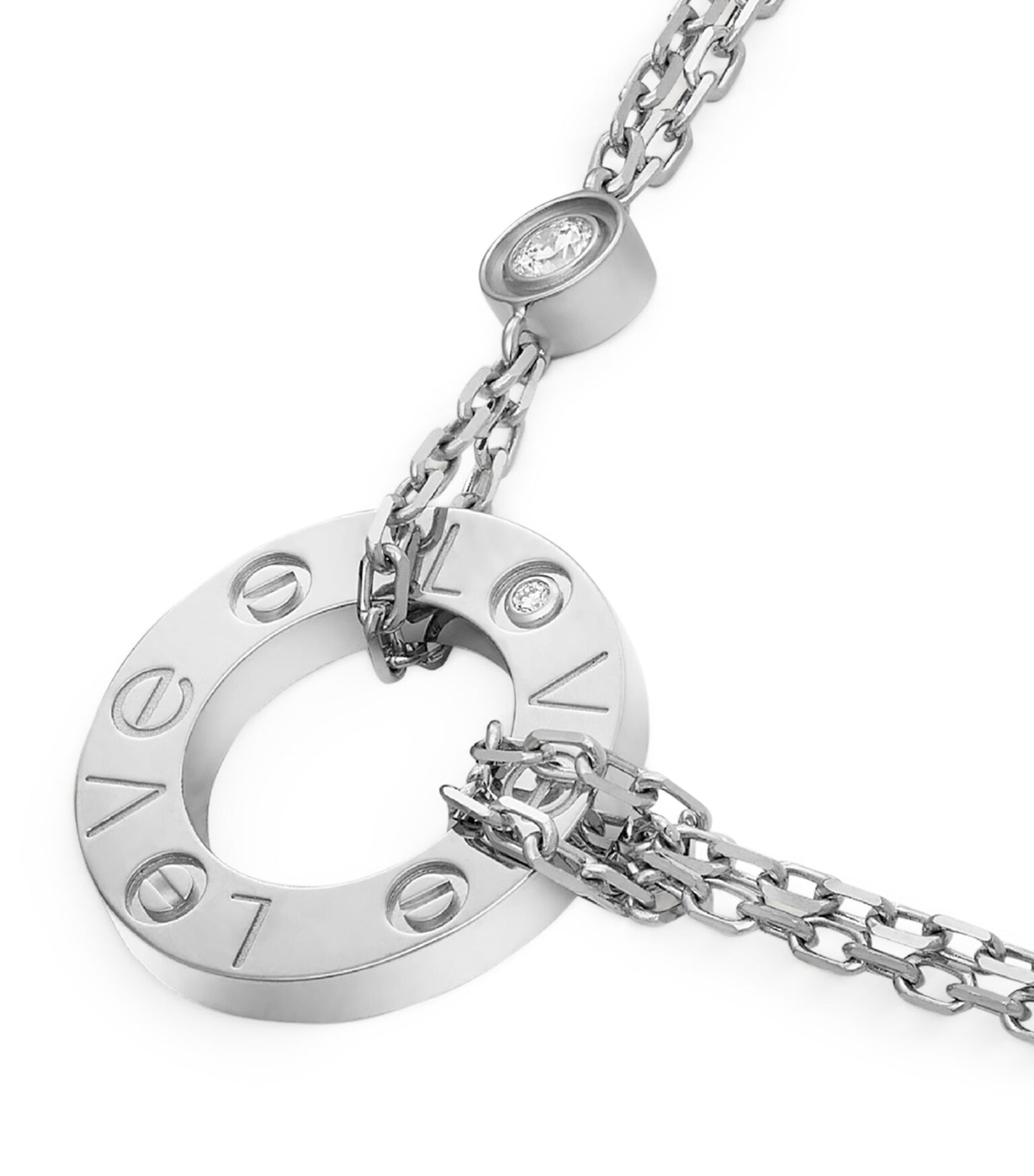Cartier Love Pendant Necklace 2 Diamond 18ct White Gold Love Necklace