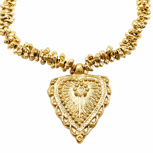 Gold Plated Idila Heart Leaf Pendant Beaded Necklace