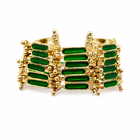 Gold Plated Green Bars Bracelet