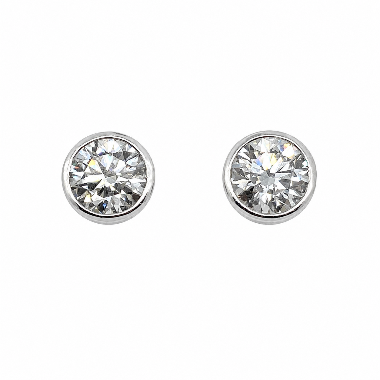 Besel Set Diamond Stud Earrings