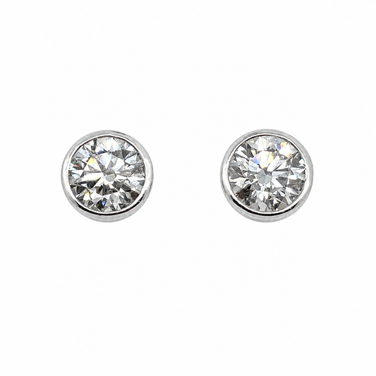 Besel Set Diamond Stud Earrings