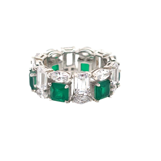 925 Silver Green Cubic zirconia Eternity Ring