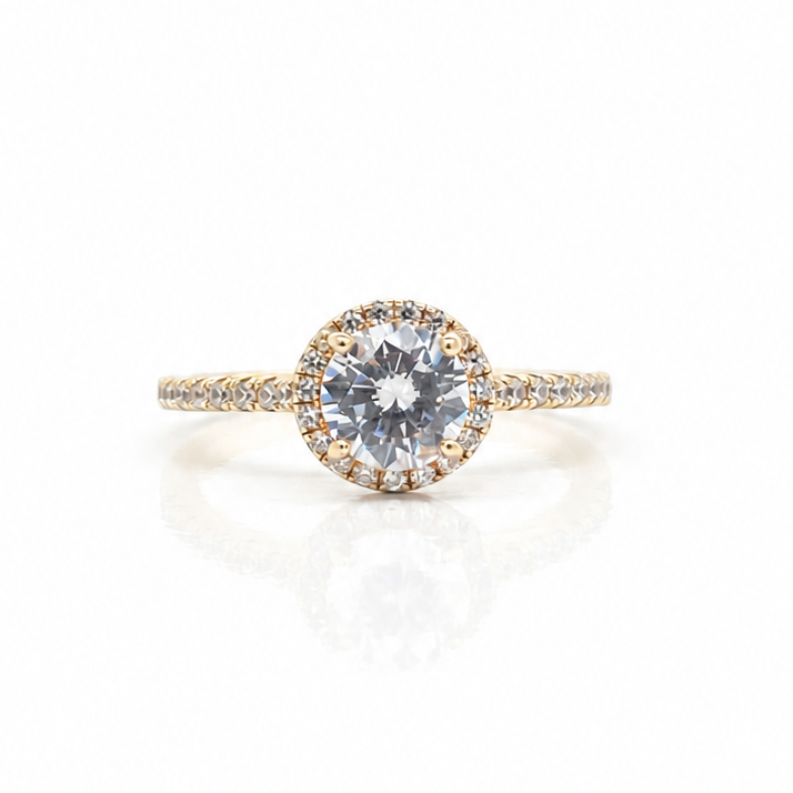 Monroe's Bespoke Fine Halo Round Brilliant Cut Diamond, Claw Set Engagement Ring