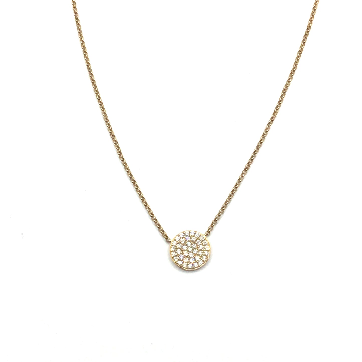 9ct Yellow Gold Diamond Pave Disc Necklace